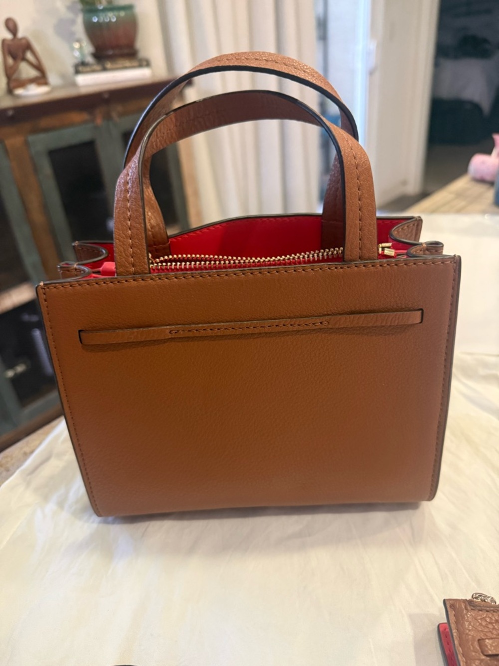 kate spade brown leather satchel with tassel bow - Picture 4 of 10